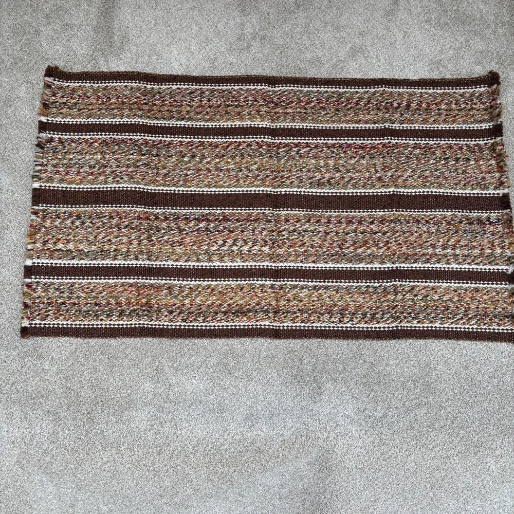 Vintage Multi-Color Woven Multicolor Hook Rug Kitchen Throw Decorative 41x24